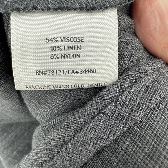Eileen Fisher Shirt Womens Large Gray Button Front Tunic 3/4 Sleeve Linen - Picture 9 of 12